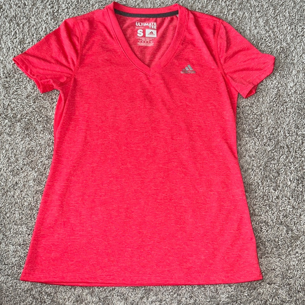 Adidas ultimate tee small. Heathered coral/pink. Short sleeve
